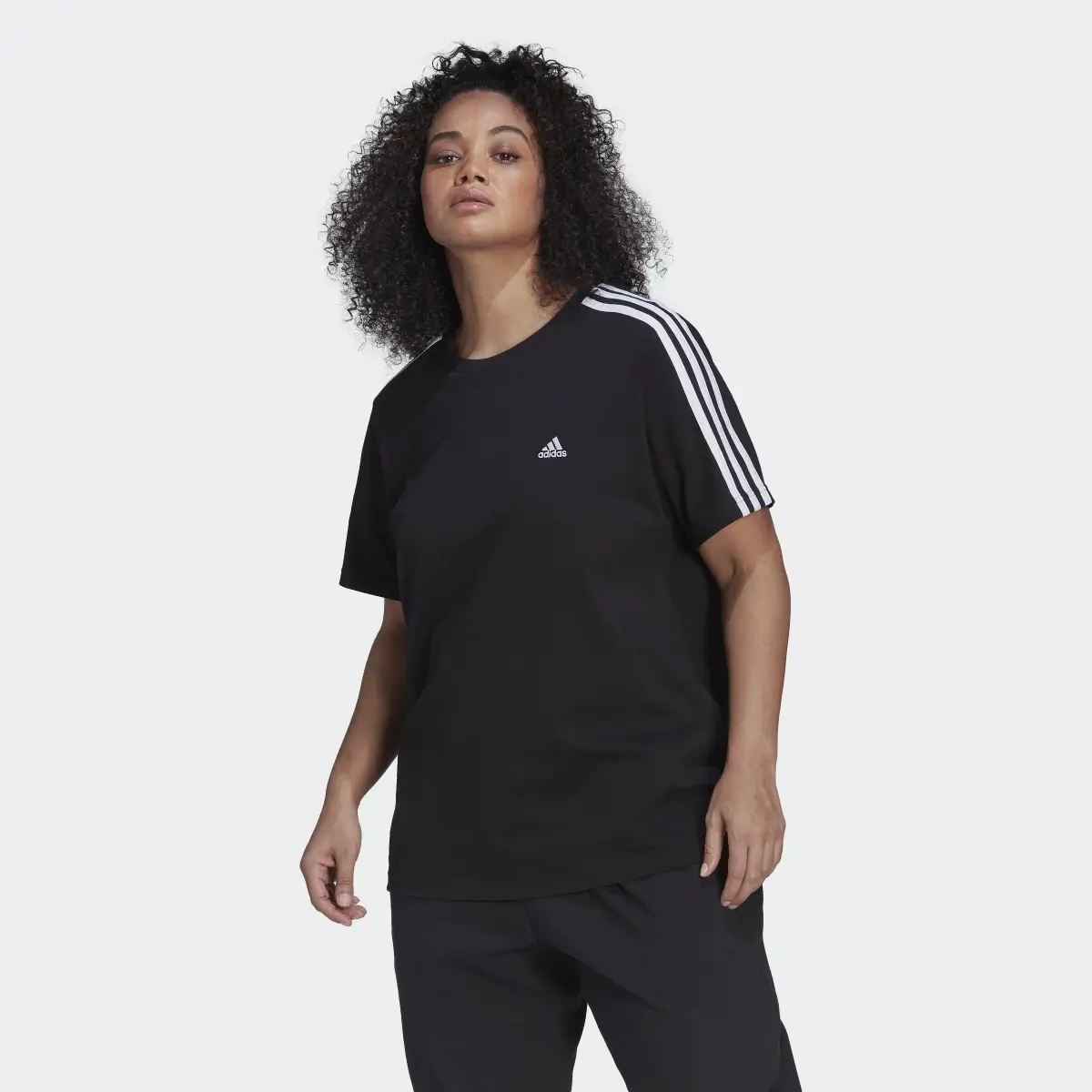 Adidas Essentials Slim 3-Stripes T-Shirt (Plus Size). 2