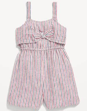 Sleeveless Striped Linen-Blend Romper for Toddler Girls multi
