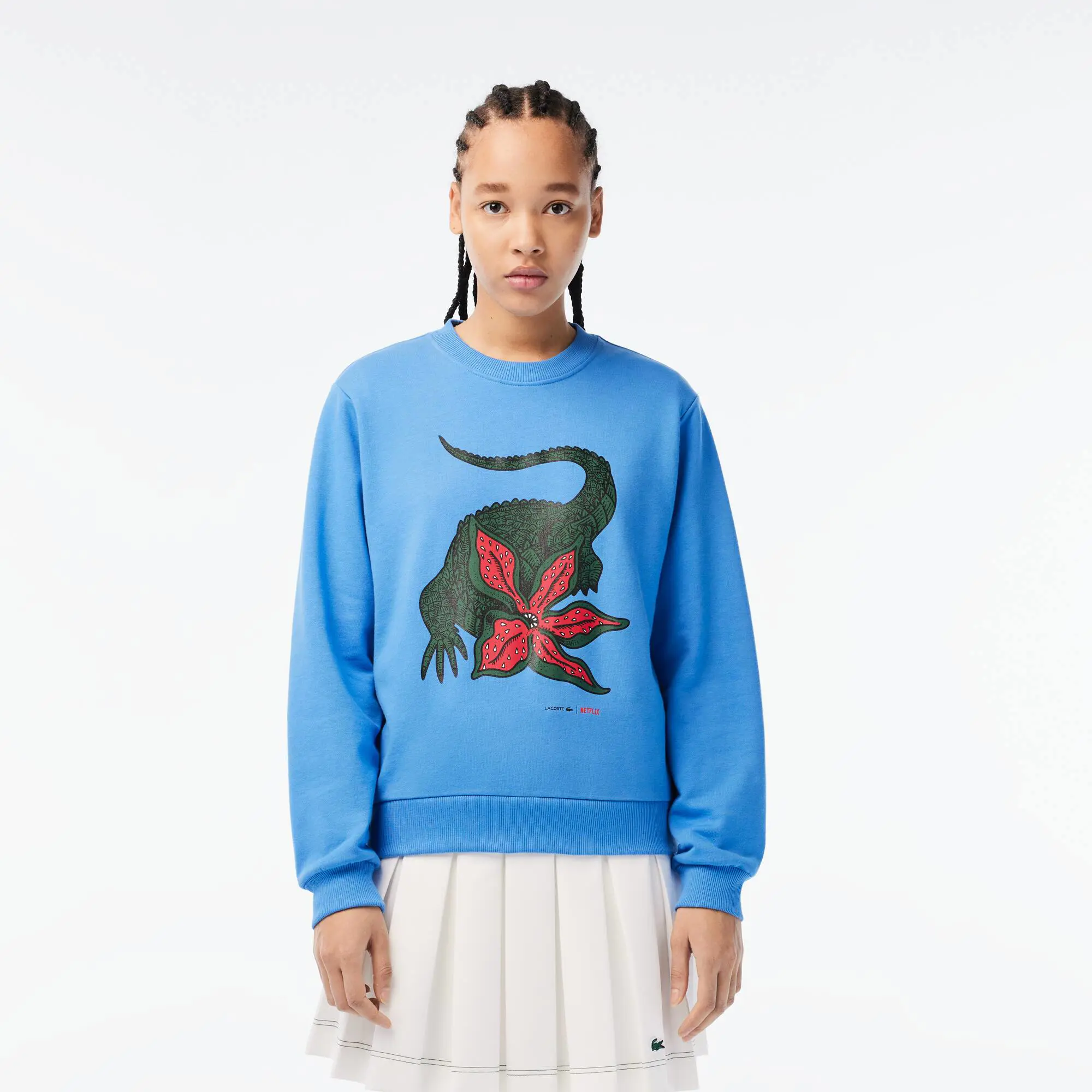 Lacoste Women’s Lacoste x Netflix Loose Fit Organic Cotton Fleece Sweatshirt. 1