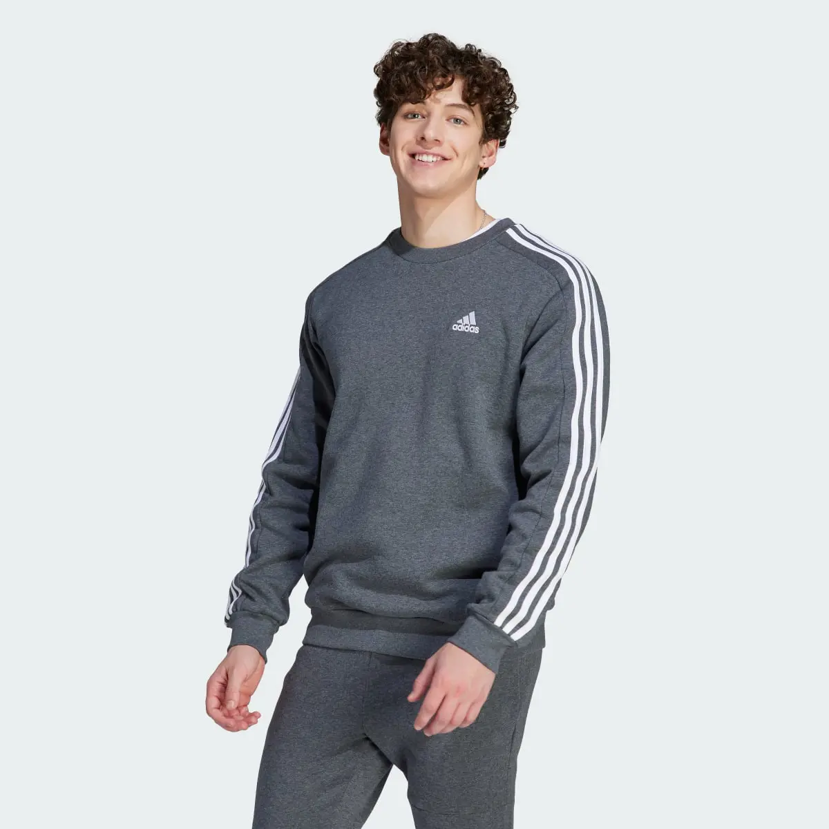 Adidas Essentials Fleece 3-Stripes Sweatshirt. 2