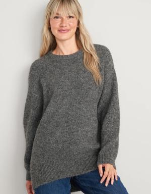 Cozy Plush-Yarn Cocoon Tunic Sweater for Women gray