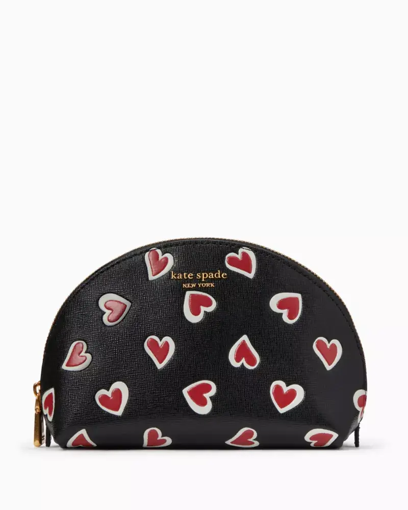 Kate Spade Morgan Stencil Hearts Small Dome Cosmetic Case. 1