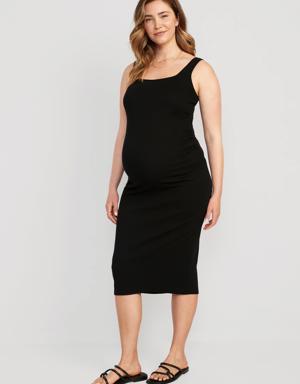 Maternity Square-Neck Rib-Knit Midi Dress black