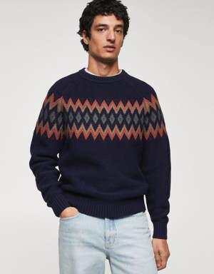 Żakardowy sweter geometryczny wzór