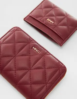 Mango Quilted cardholder with logo