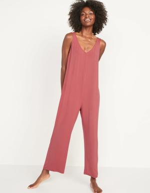 Sunday Sleep Cropped Wide-Leg Jumpsuit for Women red