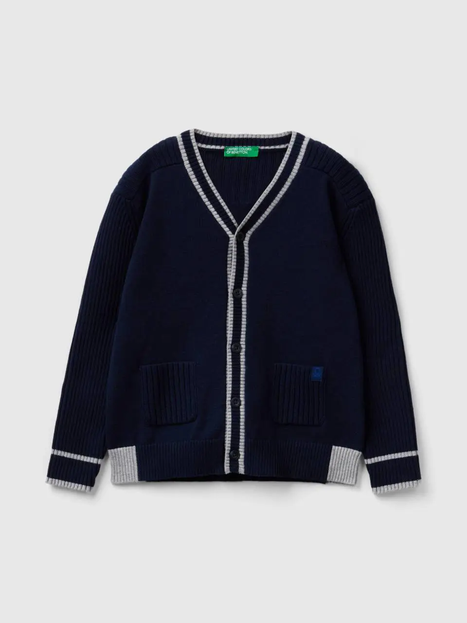 Benetton cardigan with pockets in tricot cotton. 1