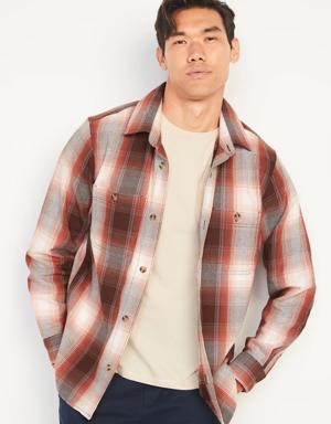 Oversized Plaid Twill Shacket for Men red