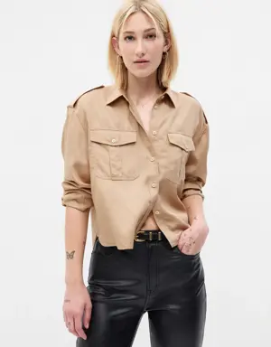 Gap Cropped Utility Shirt brown