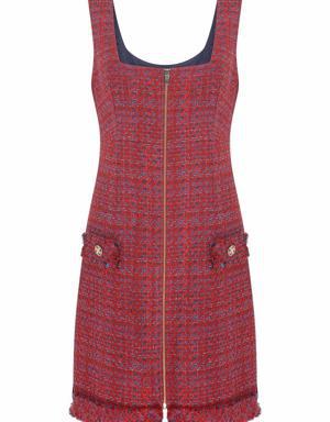 Pocket Detailed Red Sheath Dress