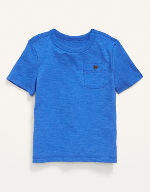 Solid Slub-Knit Pocket T-Shirt for Toddler Boys blue
