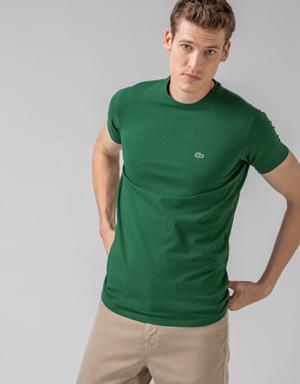 Erkek Slim Fit Bisiklet Yaka Yeşil T-Shirt