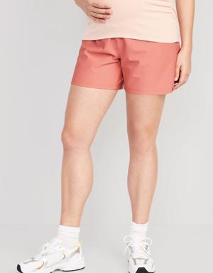 Maternity Rollover-Waist PowerSoft Shorts -- 5-inch inseam pink