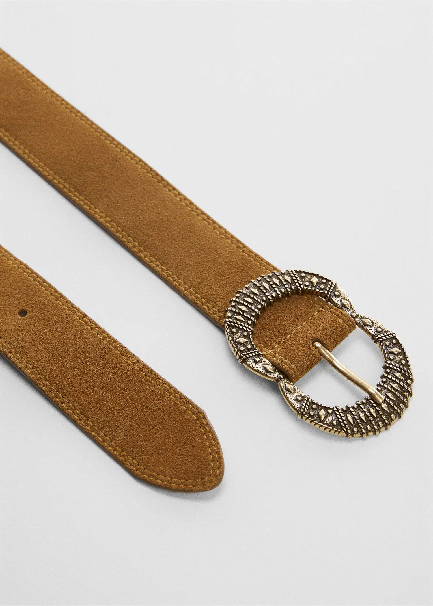 Mango Embossed buckle leather belt. 2