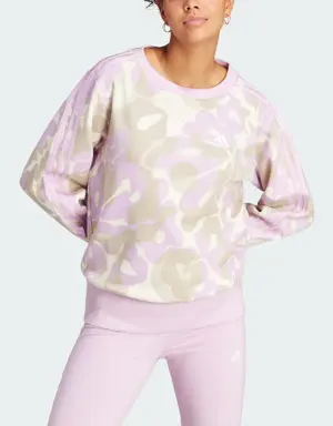 Adidas Floral Graphic 3-Stripes Fleece Sweatshirt