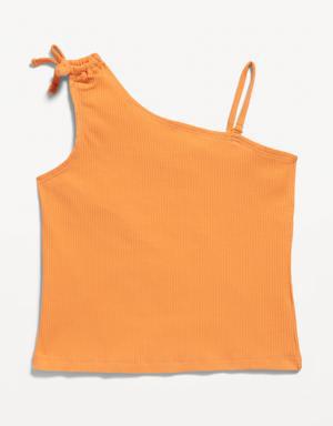 Rib-Knit One-Shoulder Tank Top for Girls orange