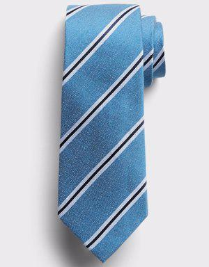 Multi Soft Stripe Silk-Linen Tie