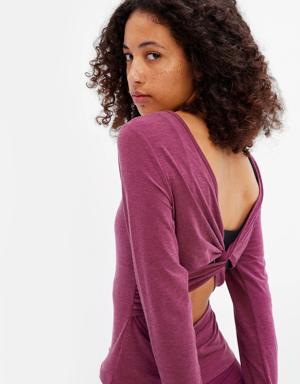 Gap Fit Breathe Open Back Twist T-Shirt purple