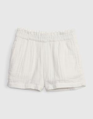 Toddler Crinkle Gauze Pull-On Shorts white