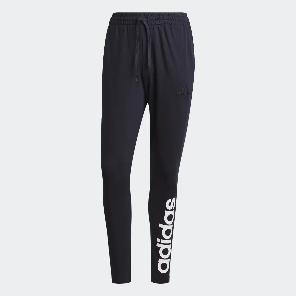 Adidas Essentials Single Jersey Tapered Elastic Cuff Logo Joggers. 1