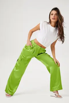 Forever 21 Forever 21 Satin Cargo Pants Wild Lime. 2