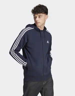 Essentials French Terry 3-Stripes Full-Zip Kapüşonlu Üst