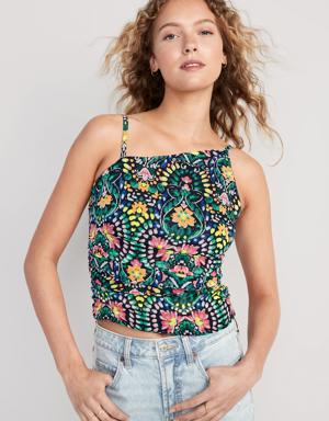 Fitted Asymmetrical Cropped Cami Top for Women blue