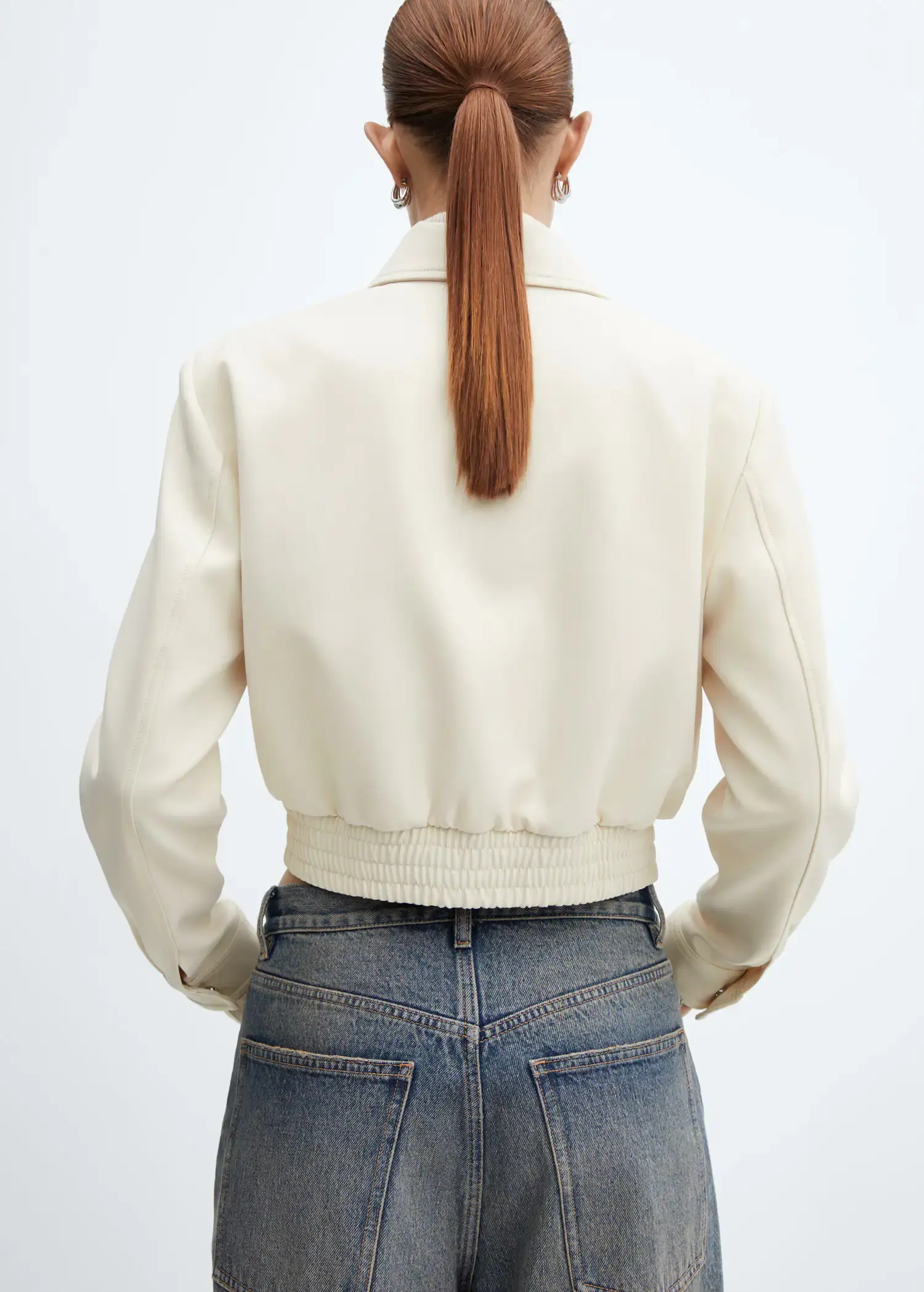 Mango Cropped jacket with shoulder pads. 3