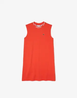 Lacoste Vestido estilo camiseta de niña Lacoste en punto de algodón con cuello redondo y logo
