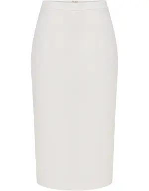 Crepe Midi Pencil Skirt - 4 / Ecru