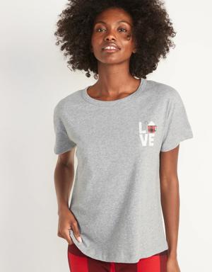 Matching Holiday Graphic T-Shirt for Women gray