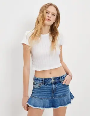 Low-Rise Denim Mini Skirt