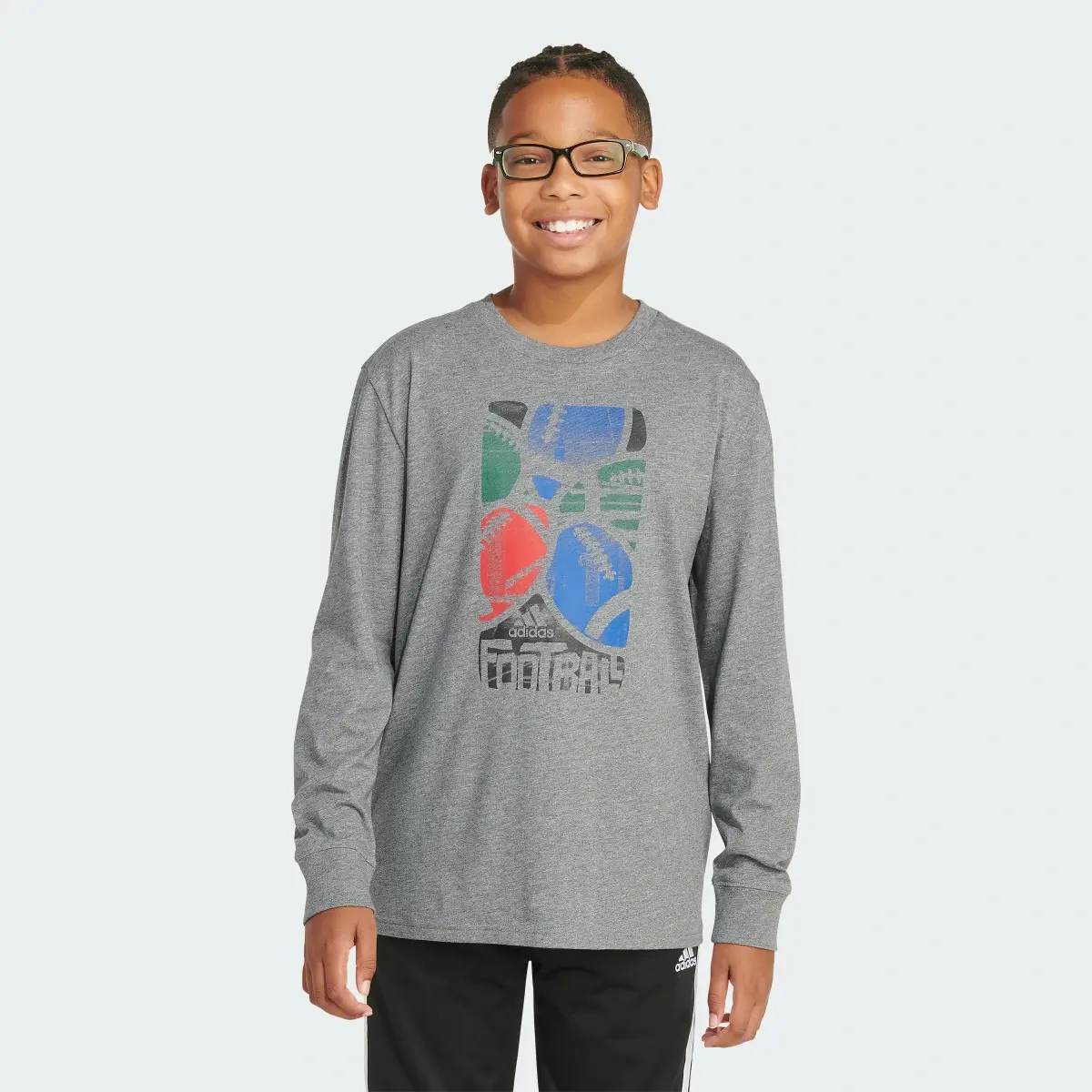 Adidas Long Sleeve Graphic Heather Tee (Extended Size). 1