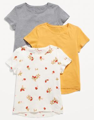 Softest Printed T-Shirt 3-Pack for Girls yellow