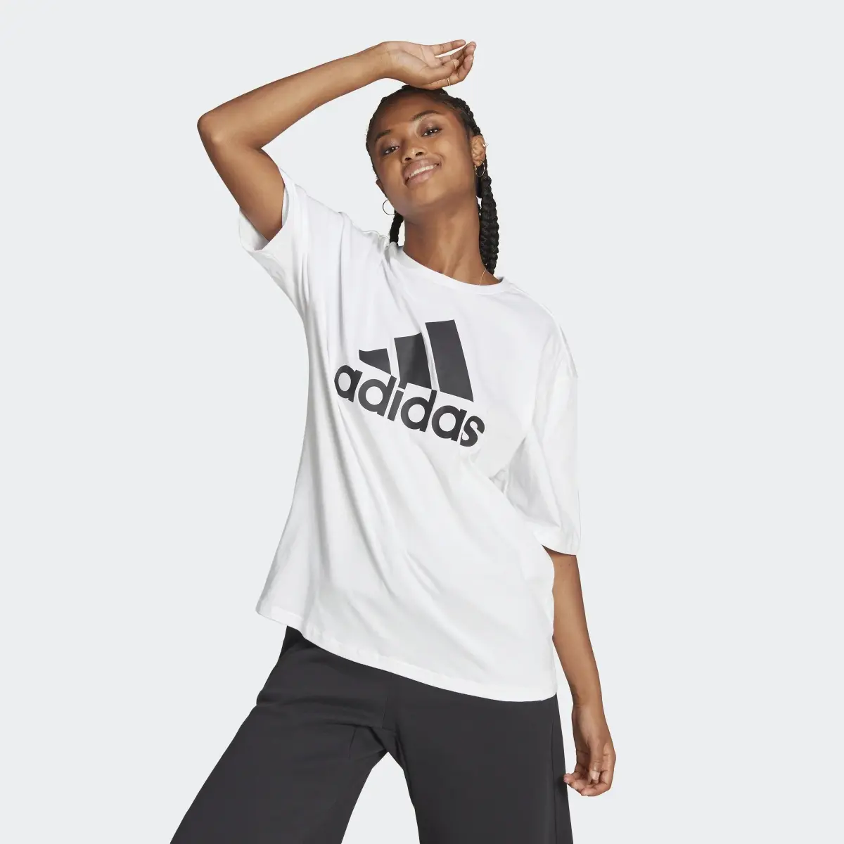 Adidas Essentials Big Logo Boyfriend Tee. 2