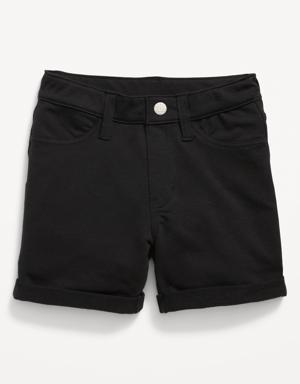 French Terry Rolled-Cuff Midi Shorts for Girls black