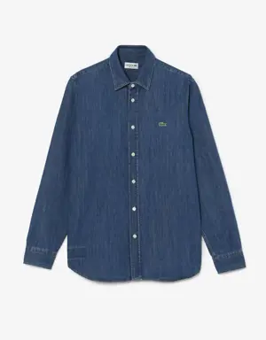 Camisa de hombre Lacoste regular fit en denim de algodón ecológico