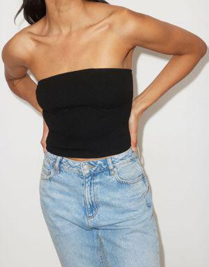 Ribbed Bustier Tube Top