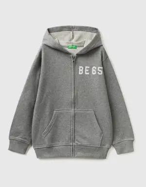 hoodie with zip and embroidered logo