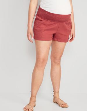 Maternity Full Panel Linen-Blend Shorts -- 3.5-inch inseam pink