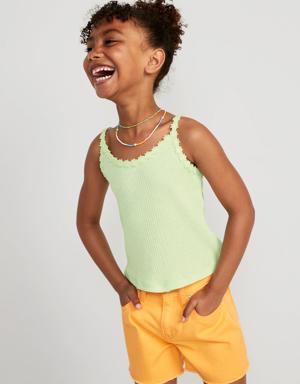 Rib-Knit Lace-Trim Fitted Cami for Girls green