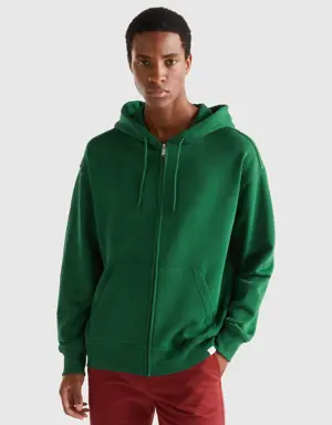 zip-up hoodie in cotton