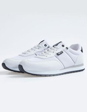 Beyaz Bağcıklı File Detaylı Süet Erkek Spor Ayakkabı - 89116