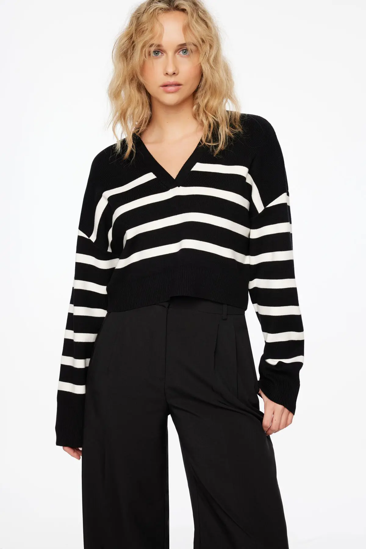 Dynamite Cropped Polo Sweater. 1