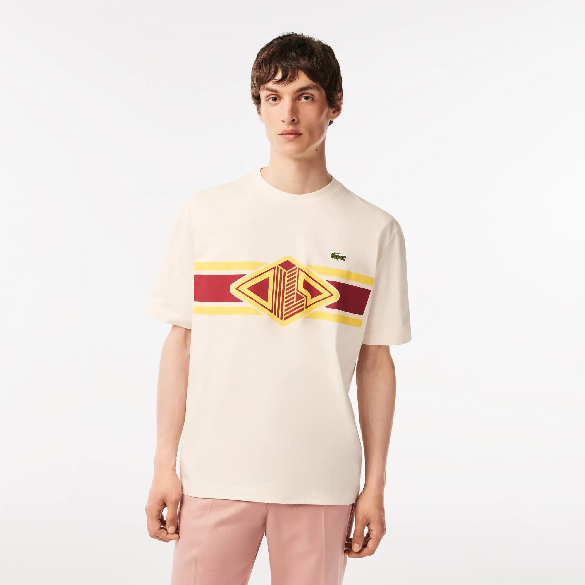 Lacoste T-shirt da uomo loose fit stampata con collo rotondo Lacoste. 1