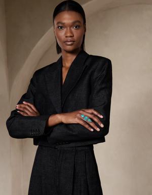 Loretta Wool-Linen Cropped Blazer black