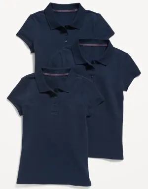 Uniform Pique Polo Shirt 3-Pack for Girls blue