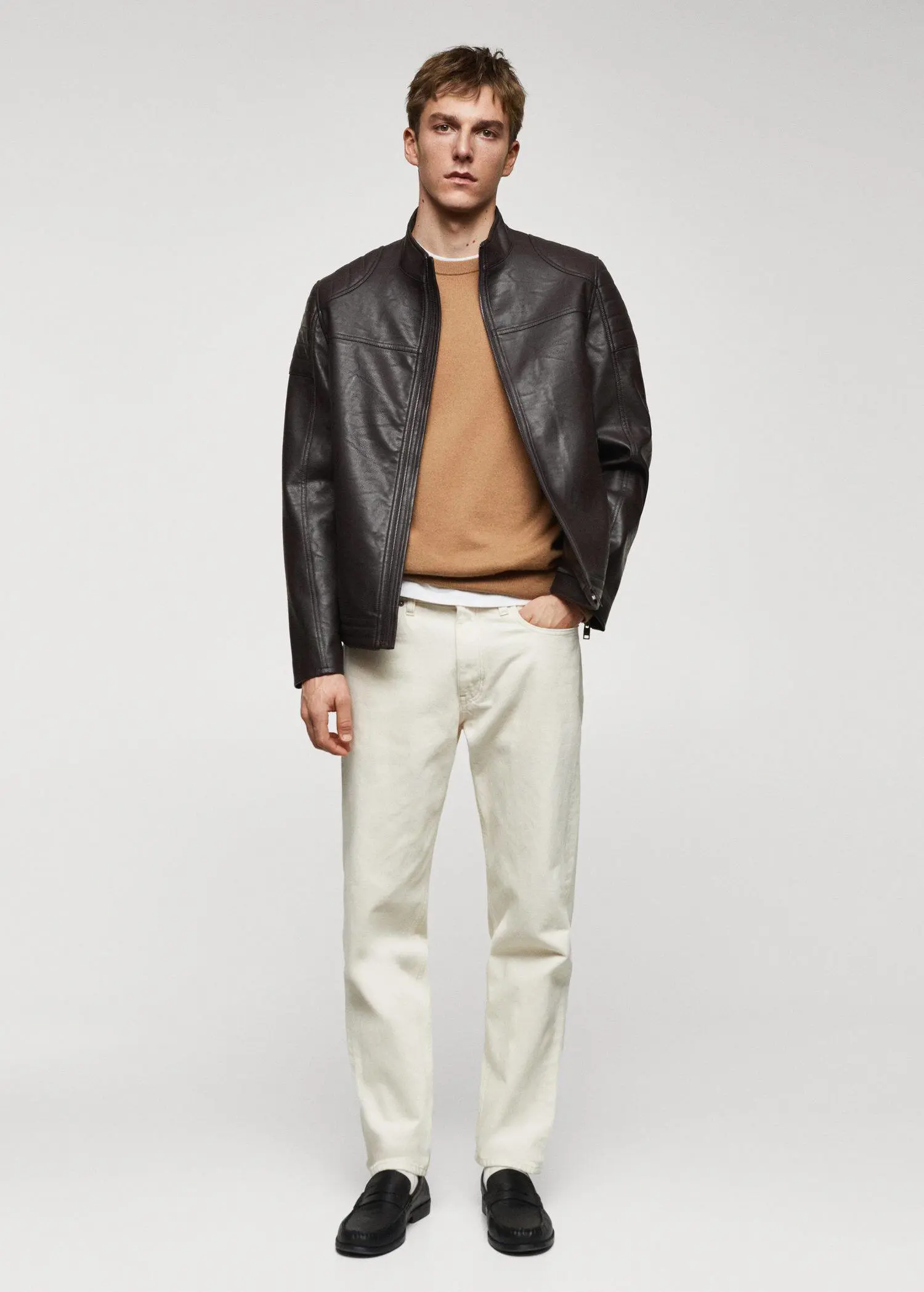 Mango Nappa leather-effect jacket. 1