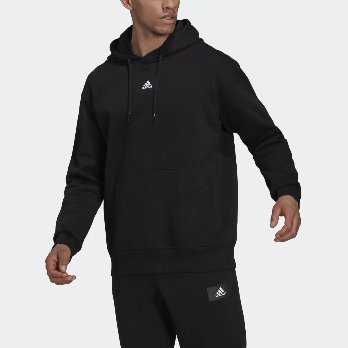 Adidas Essentials FeelVivid Cotton Fleece Drop Shoulder Hoodie. 1