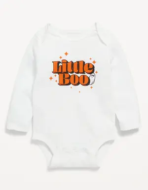 Unisex Long-Sleeve Graphic Bodysuit for Baby white